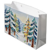 Schöne Winterszene | Enchanted Forest Große Geschenktüte (Rückseite Schrägansicht)