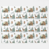 Schöne Wintertiere in einer rustikalen Hütte Fleecedecke (Vorderseite (Horizontal))