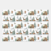 Schöne Wintertiere in einer rustikalen Hütte Geschenkpapier Set (Vorderseite 2)