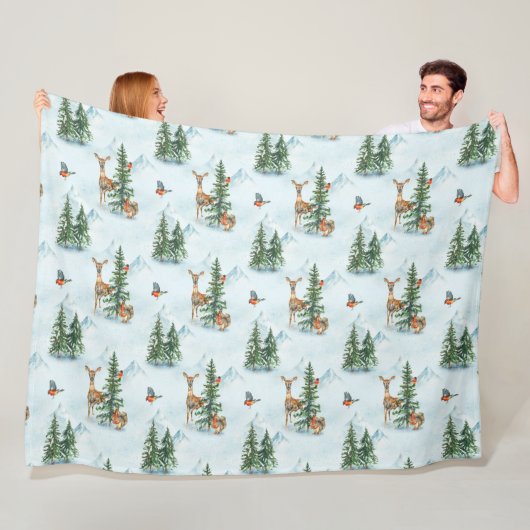 Schöne Wintertiere junge Hirschtornvögel Fleecedecke (Beispiel)