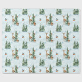 Schöne Wintertiere junge Hirschtornvögel Geschenkpapier (Flach)