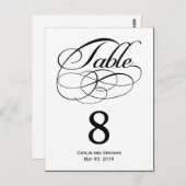 Schöne Wirbel Hochzeitkarte für Tischnummer (Vorne/Hinten)