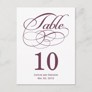 Schöne Wirbel Hochzeitkarte für Tischnummer
