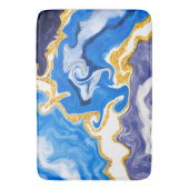 Schöne Wirbel wie Wasser, Blau, Gold und Weiß Badematte (Vorderseite Vertikal)