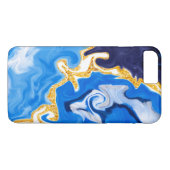 Schöne Wirbel wie Wasser, Blau, Gold und Weiß Case-Mate iPhone Hülle (Rückseite (Horizontal))