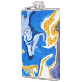 Schöne Wirbel wie Wasser, Blau, Gold und Weiß Flachmann (Links)