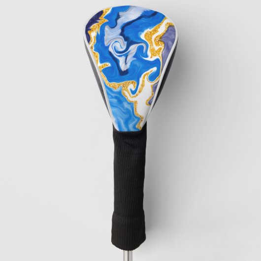 Schöne Wirbel wie Wasser, Blau, Gold und Weiß Golf Headcover (Vorderseite)
