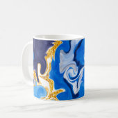 Schöne Wirbel wie Wasser, Blau, Gold und Weiß Kaffeetasse (Vorderseite Links)