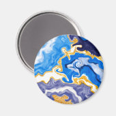 Schöne Wirbel wie Wasser, Blau, Gold und Weiß Magnet (Vorderseite/Rückseite)
