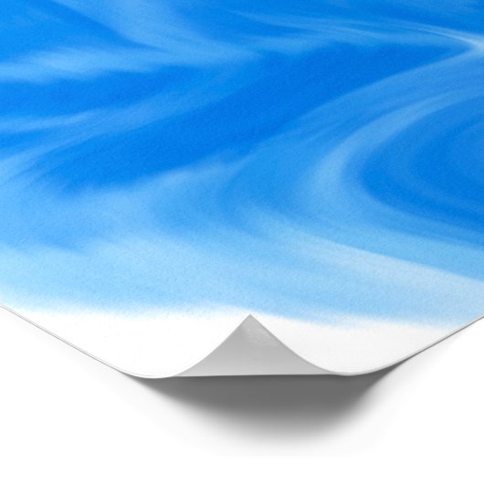 Schöne Wirbel wie Wasser, Blau, Gold und Weiß Poster (Ecke)