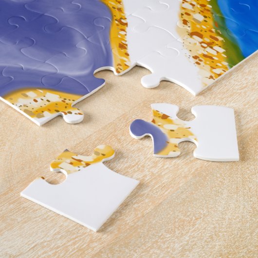 Schöne Wirbel wie Wasser, Blau, Gold und Weiß Puzzle (Seite)