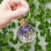 Schöne Wisteria Blume im Aquarellring Schlüsselanhänger (Hand)