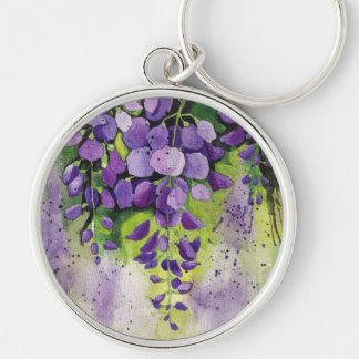 Schöne Wisteria Blume im Aquarellring Schlüsselanhänger