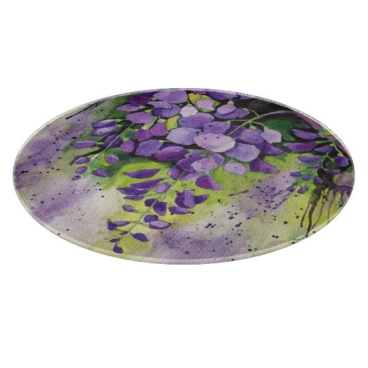 Schöne Wisteria Blume im Wasserfarbenbereich Schneidebrett (Ecke)