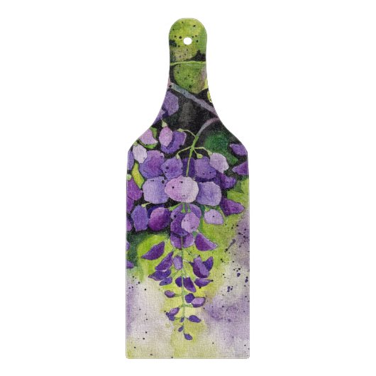 Schöne Wisteria Blume im Wasserfarbenbereich Schneidebrett (Vorderseite)
