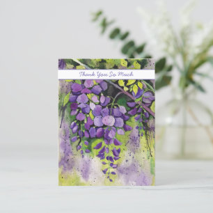 Schöne Wisteria-Blüten in Wasserfarbe - Postkarte
