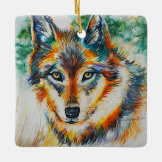 Schöne Wolf-Verzierung Keramikornament (Vorderseite)