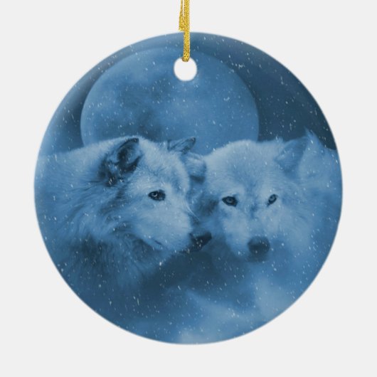 Schöne Wölfe im Schnee Holiday Ornament (Hinten)