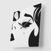 Schöne Woman Wall Clock Quadratische Wanduhr (Winkel)
