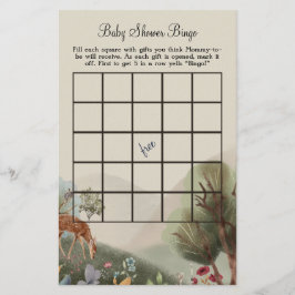 Schöne Woodland Illustration Baby Bingo Flyer