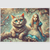 Schöne Wunderland Katze und Alice Dekoupage Seidenpapier (Vorderseite)