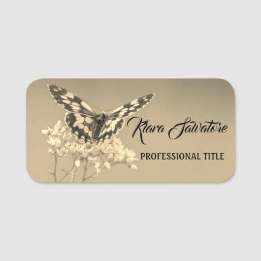 Schöne, wunderschöne Phantastische Blume Schmetter Namensschild (Vorderseite)