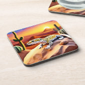 Schöne Wüstenleopard Gecko Design Getränkeuntersetzer (Linke Seite)