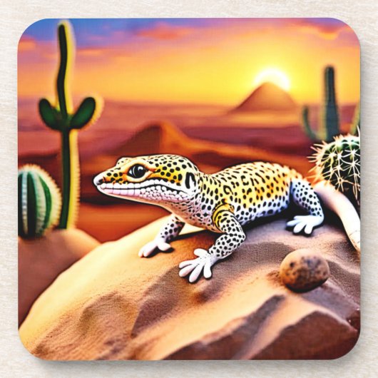 Schöne Wüstenleopard Gecko Design Getränkeuntersetzer (Vorderseite)