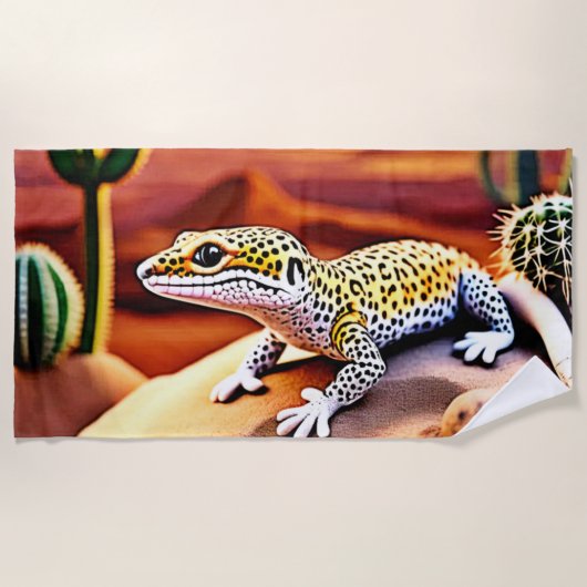Schöne Wüstenleopard Gecko Design Strandtuch (Vorderseite)