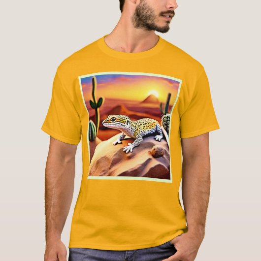 Schöne Wüstenleopard Gecko Design T-Shirt (Vorderseite)