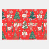 Schöne Xmas Muster Bäume Santa rot-weiß grün Geschenkpapier Set (Vorderseite 2)
