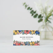 Schöne Yellow Blue Coral Florals Visitenkarte (Stehend Vorderseite)