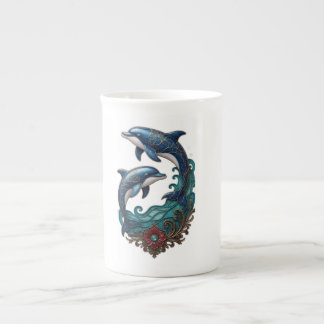 Schöne Yin Yang Delfine Keramik-Kaffeetasse Porzellantasse