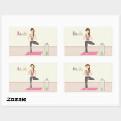 Schöne Yoga-Frau in einem dekorierten Raum Rechteckiger Aufkleber (Blatt)