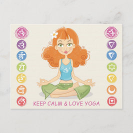 Schöne Yoga Girl Illustration Postkarte