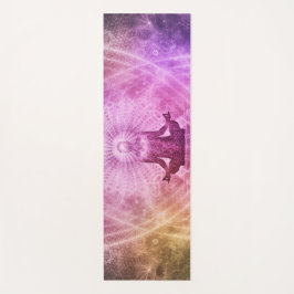 Schöne Yoga-Meditations-Lotos-Pose-Silhouette Yogamatte