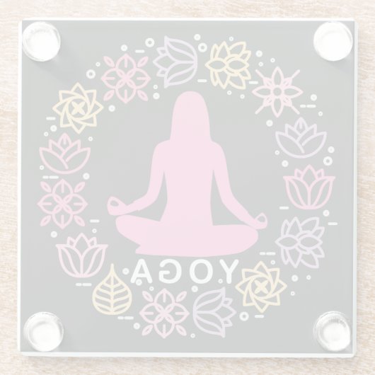 Schöne Yoga-Pose Blumendesign Glasuntersetzer (Rückseite)