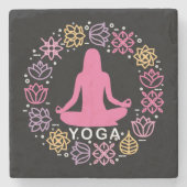 Schöne Yoga-Pose Blumendesign Steinuntersetzer (Vorderseite)