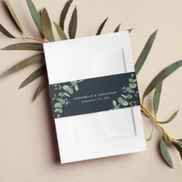 Schöne zarte Eukalyptus-schicke schwarze Hochzeit Einladungsbanderole