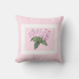 Schöne, zarte Pink Bell Blume mit grünem bkgd Kissen