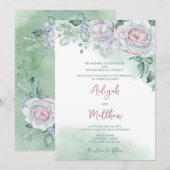 Schöne, zarte Rose Einladung (Vorne/Hinten)