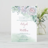 Schöne, zarte Rose Einladung (Stehend Vorderseite)