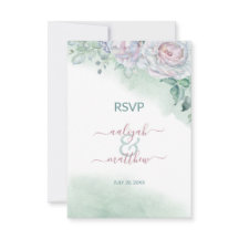 Schöne zarte Rose Watercolor Hochzeit RSVP