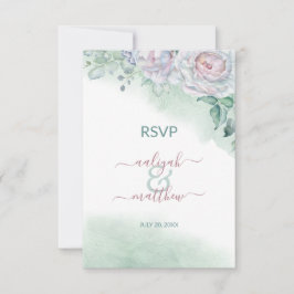 Schöne zarte Rose Watercolor Hochzeit RSVP Einladung