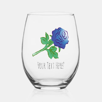 Schöne Zeichnung einer blauen Rose Weinglas Ohne Stiel