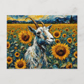 Schöne Ziege auf einem Sonnenblumenfeld Postkarte (Vorderseite)