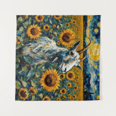 Schöne Ziege auf einem Sonnenblumenfeld Wandteppich (Vorderseite (Horizontal))