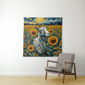 Schöne Ziege auf einem Sonnenblumenfeld Wandteppich (Beispiel)