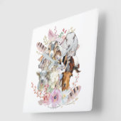 Schöne ZIEGEN | Aquarellziegen GetYerGoat™ Quadratische Wanduhr (Winkel)