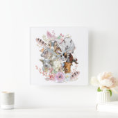 Schöne ZIEGEN | Aquarellziegen GetYerGoat™ Quadratische Wanduhr (Zuhause)